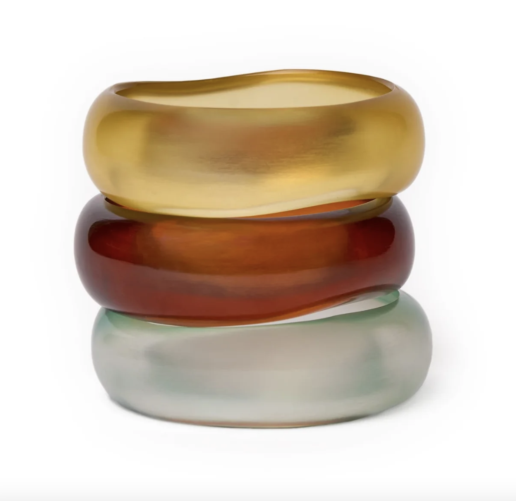 Citron, Sage, + Brown Resin Bangles, Set Of 3