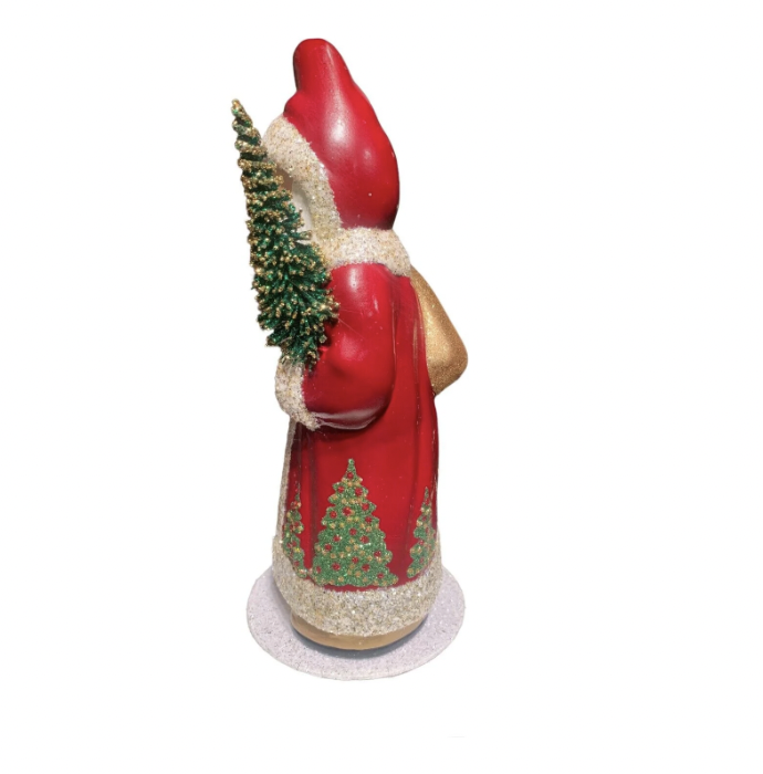 Red Coat Santa with Christmas Trees Candy Container