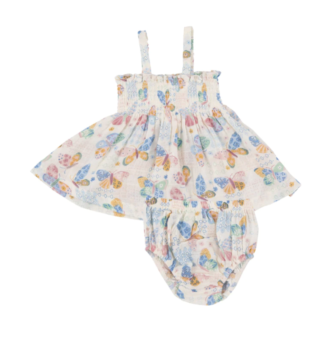 Butterfly Patch Smocked Top & Bloomer Set