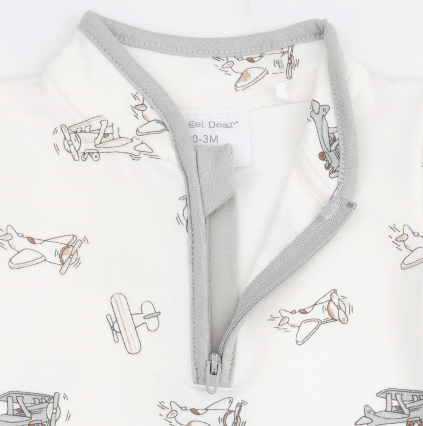 Vintage Airplane Pilots Zip Neck Romper