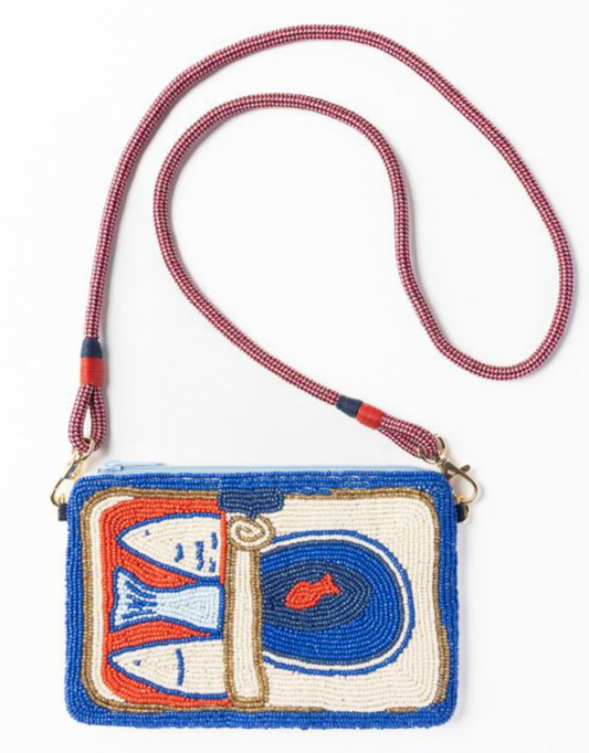 Sardine Seed Bead Clutch with Strap