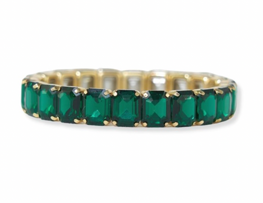 Small Rectangular Emerald Stretch Bracelet