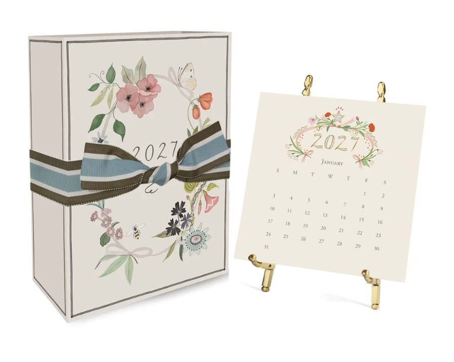 2027 Classic Desk Calendar: Gold Easel