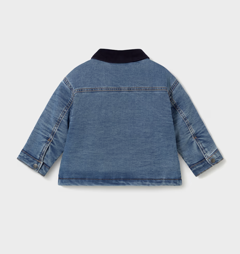 Lined Denim Barn Jacket with Corduroy Collar