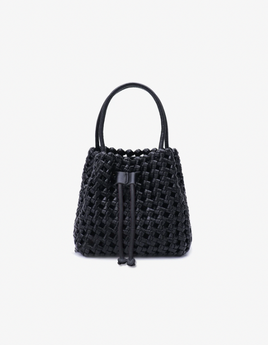 Black Woven Mini Perrie Bucket Bag