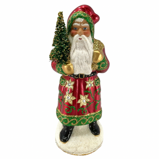 Metallic Red Coat Santa Candy Container