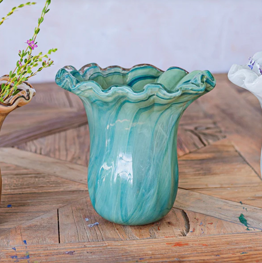 Onda Glass Green Small Tulip Vase