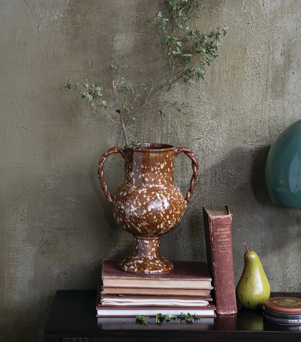 Brown Speckled Stoneware Urn