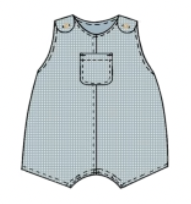 Light Blue Gingham Noah Romper