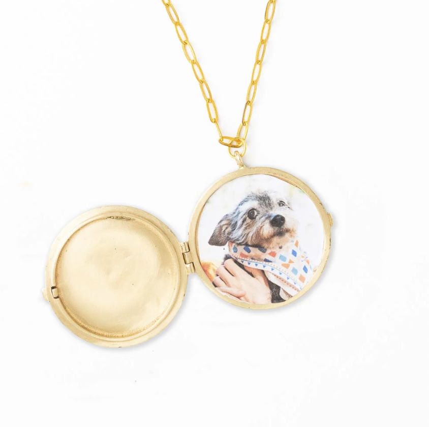 Locket Necklace On Paperclip Chain Brass