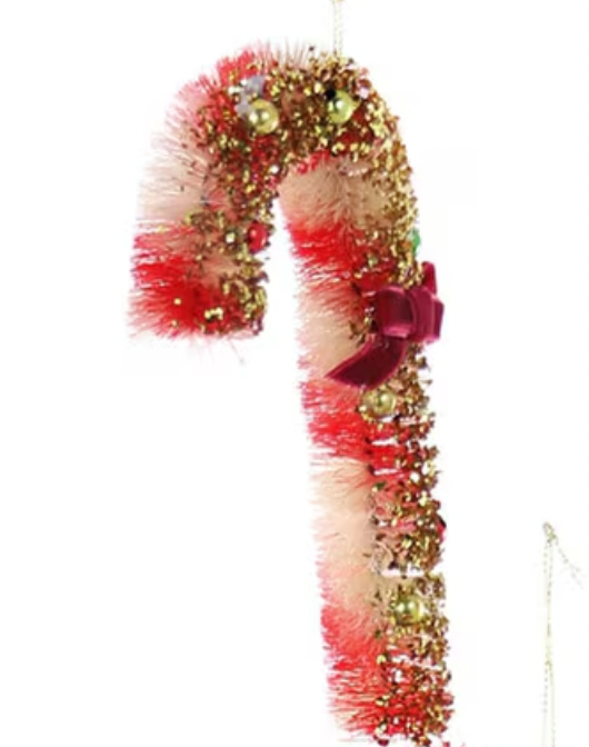 Vintage Bottle Brush Candy Cane Ornament