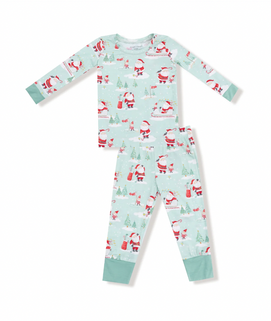 Golfing Santa and Elves Long Sleeve Pajamas