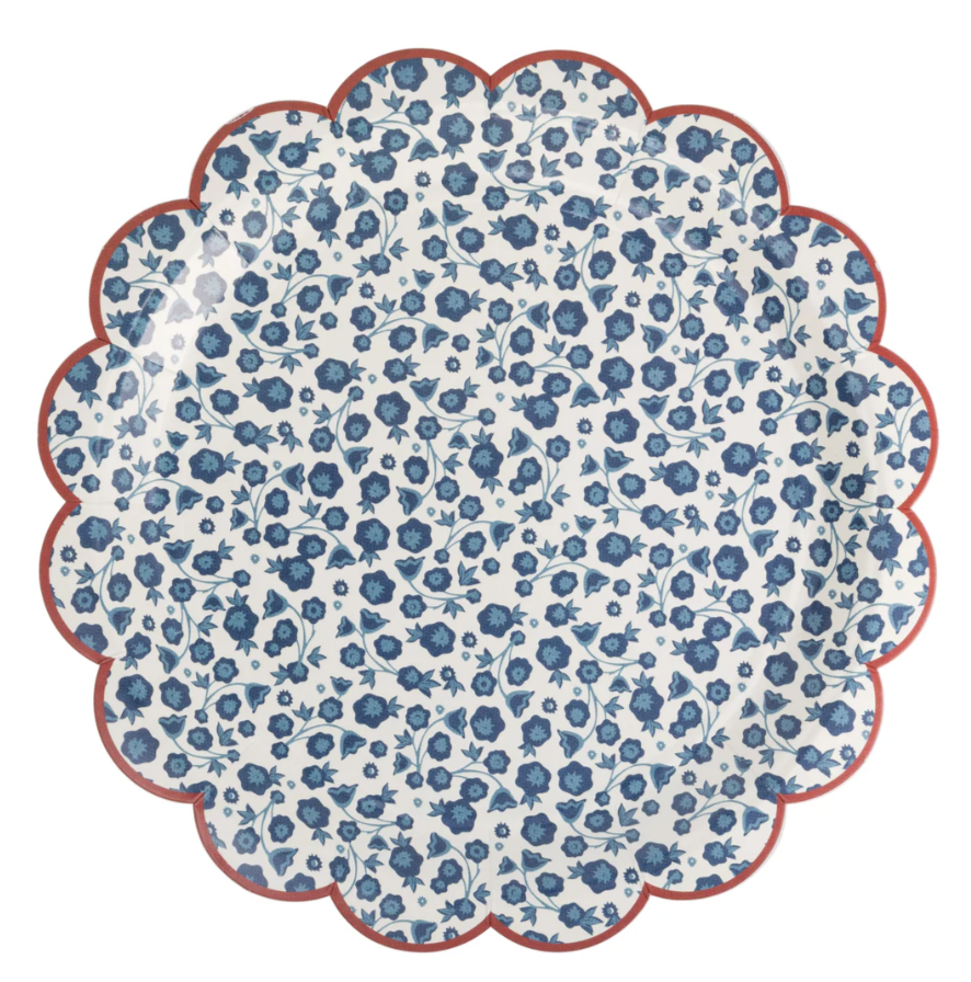 Blue Ditsy Floral Paper Dinner Plates