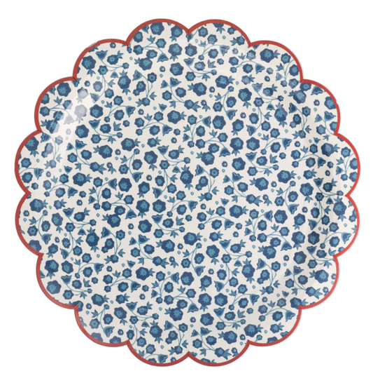 Blue Ditsy Floral Paper Dinner Plates