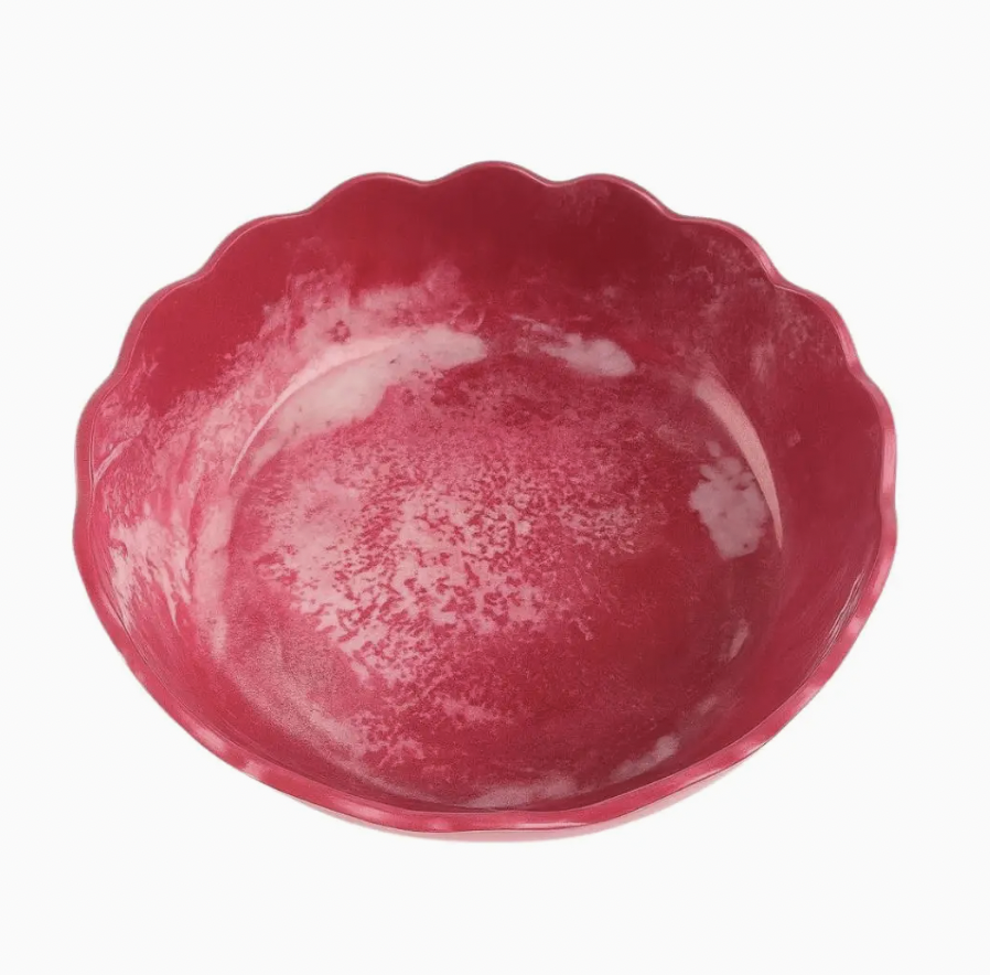 Pink Resin Scalloped Bowl
