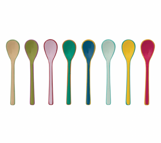 Enameled Stainless Steel Salt Spoon with Colored Edge