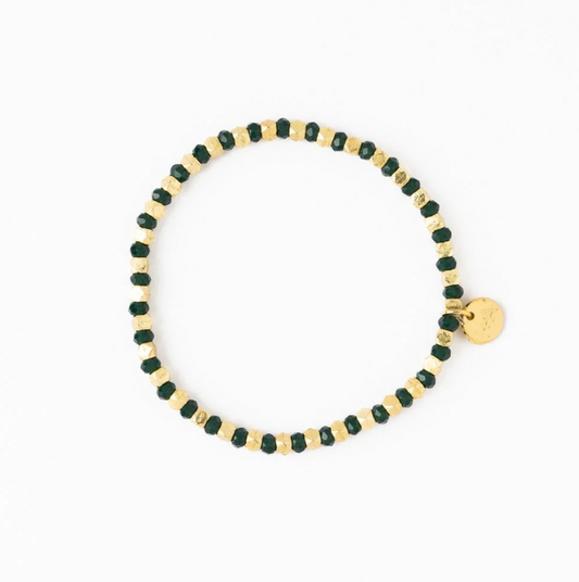 Green + Gold Crystal Stretch Bracelet