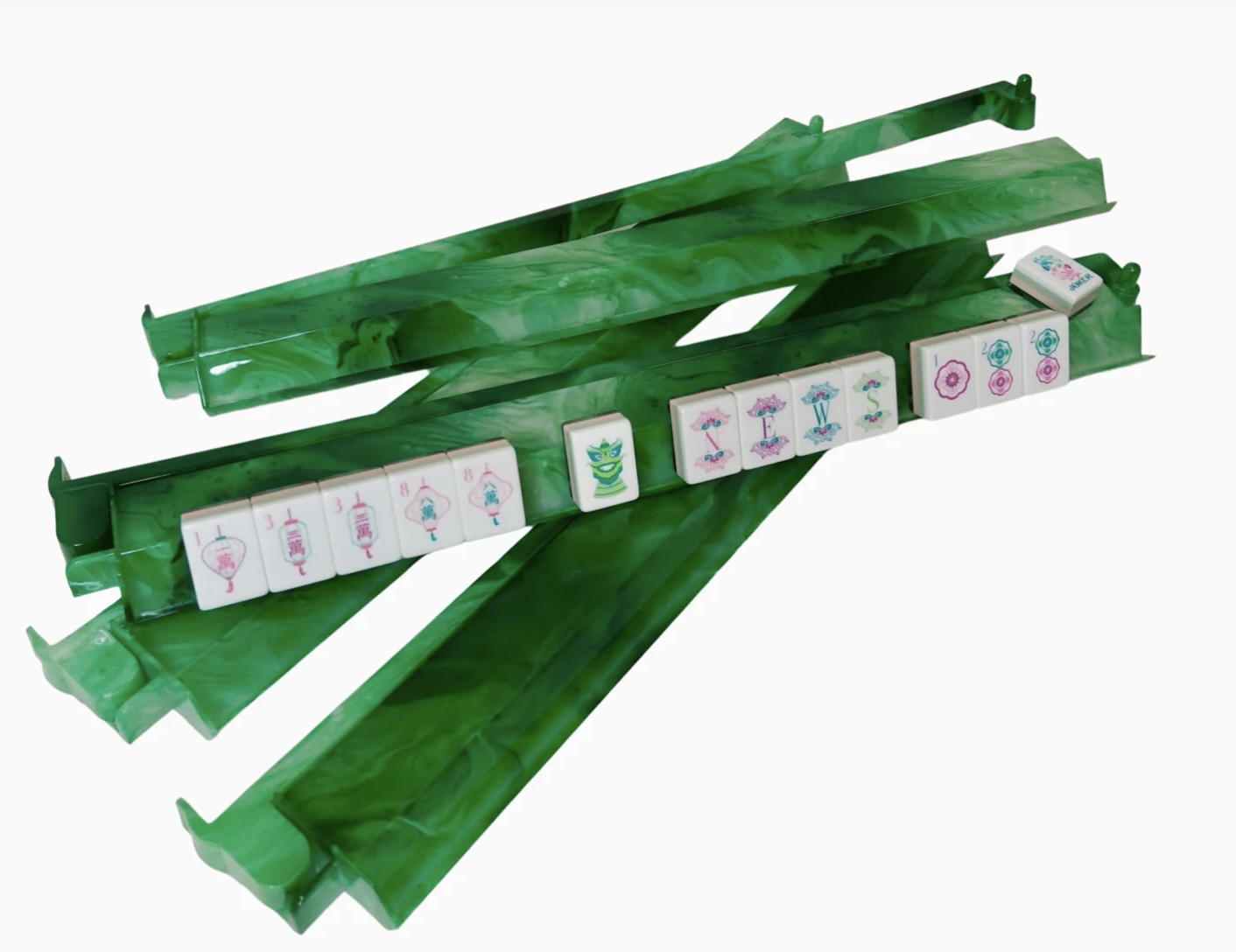 Agate Green Mahjong Rack & Pusher Set