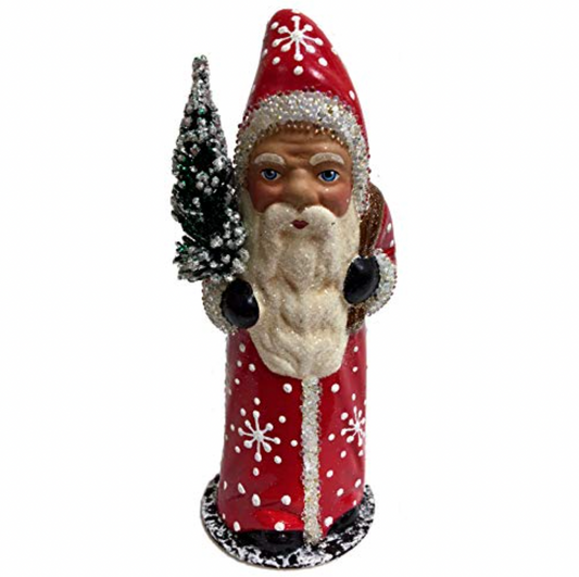 Red Santa with Snowflake Coat Candy Container