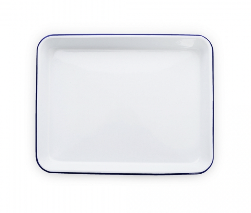 Small Rectangle Tray with Blue Trim