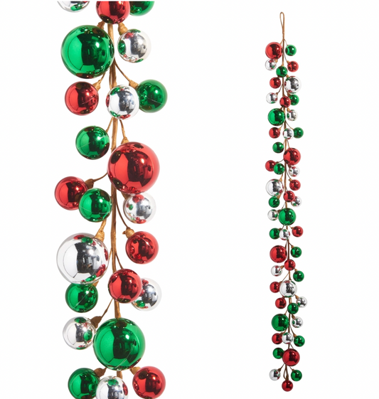 Red, Green, and Silver Ball Garland