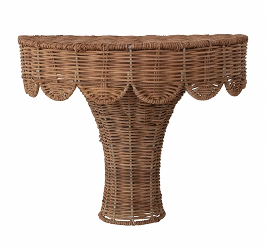 Hand-Woven Rattan Scalloped Wall Shelf