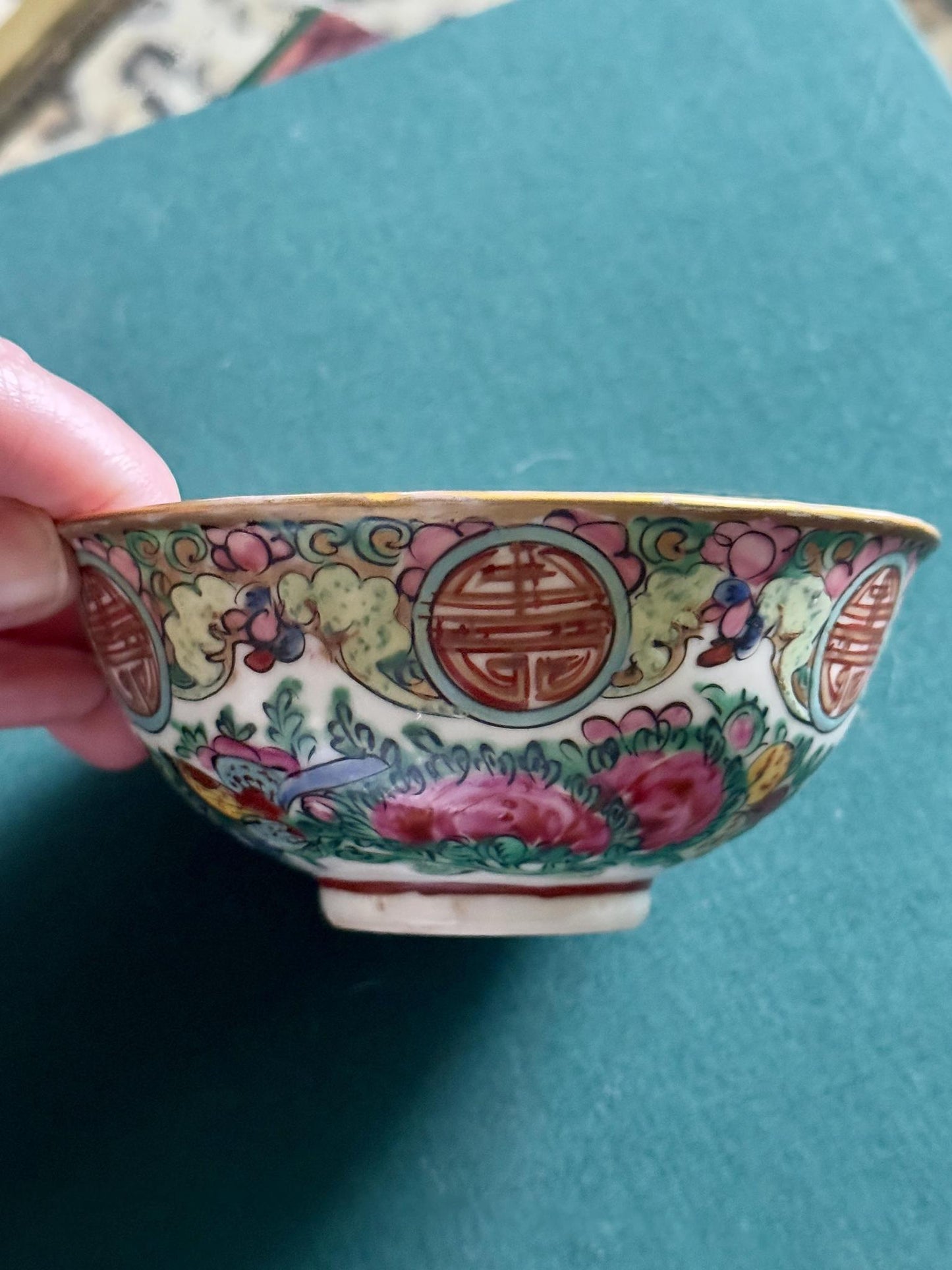 Vintage Rose Canton Bowl