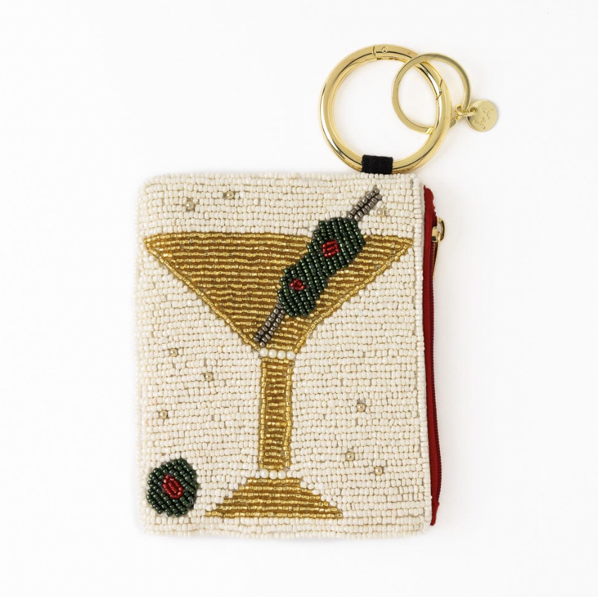 Martini And Olive Beaded Coin Purse