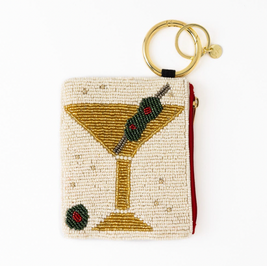 Martini And Olive Beaded Coin Purse