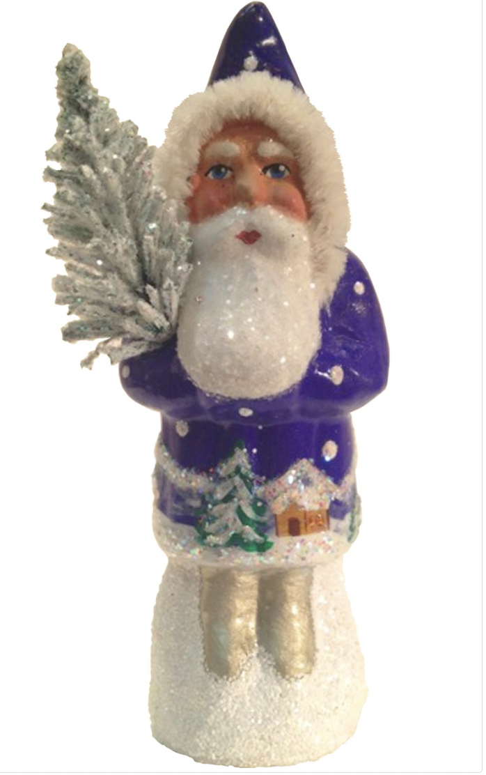 Blue Santa with Village Candy Container