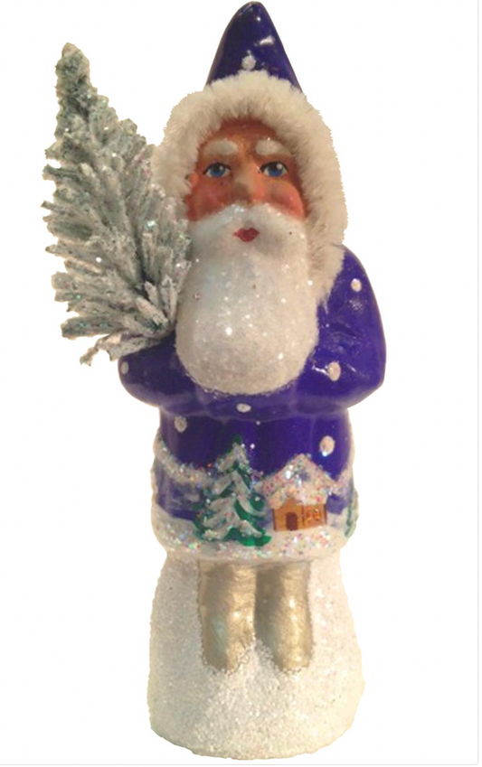 Blue Santa with Village Candy Container