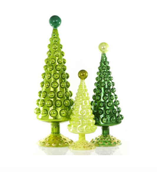Green Mid-Century Hobnail Trees