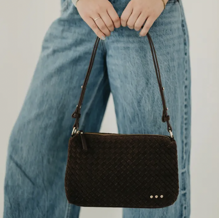 Chocolate Brown Suede Harper Hobo Shoulder Bag