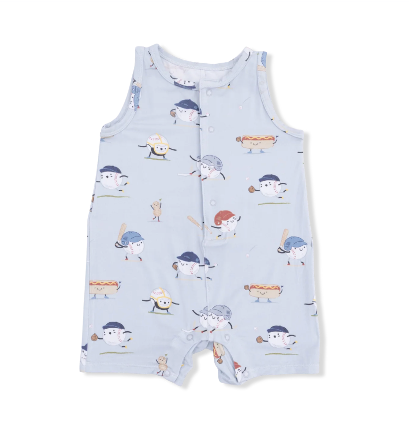 Baseballs Playing Baseball Sleeveless Shortie Romper