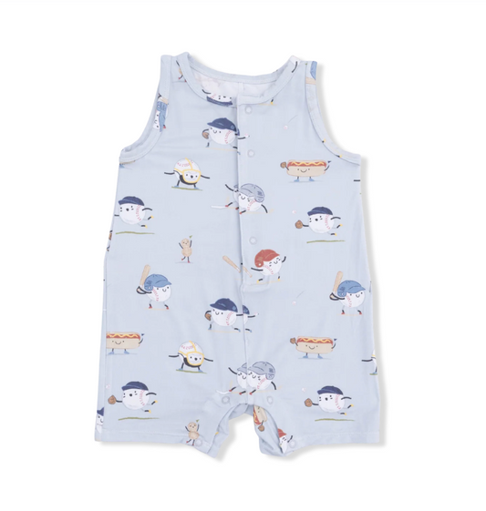 Baseballs Playing Baseball Sleeveless Shortie Romper