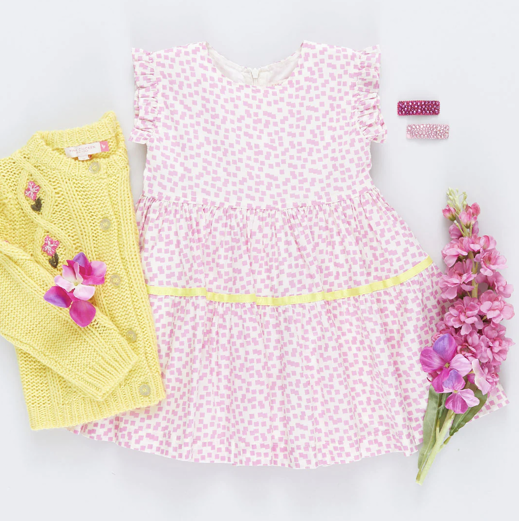 Mini Pink Squares Polly Dress