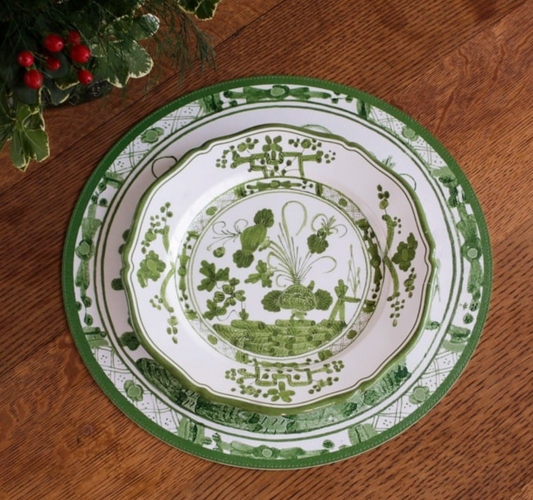VIDA Faenza Dinner Plate - Set of 4 - Green & White