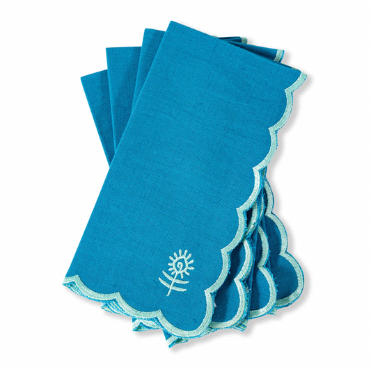 Peacock Blue Scalloped Napkins