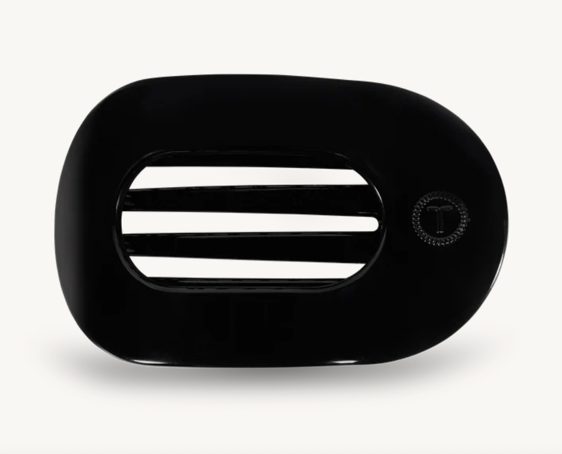 Jet Black Medium Flat Round Hair Clip