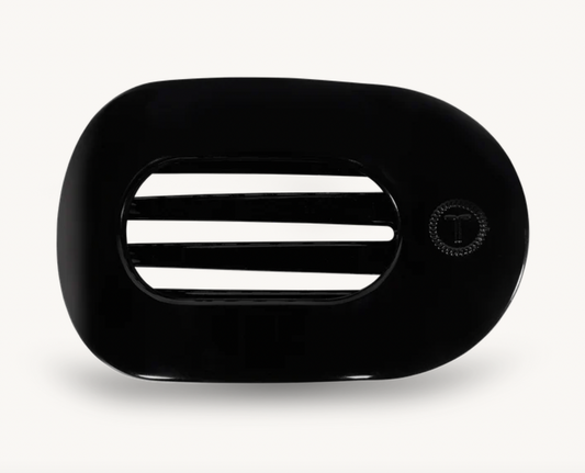 Jet Black Medium Flat Round Hair Clip