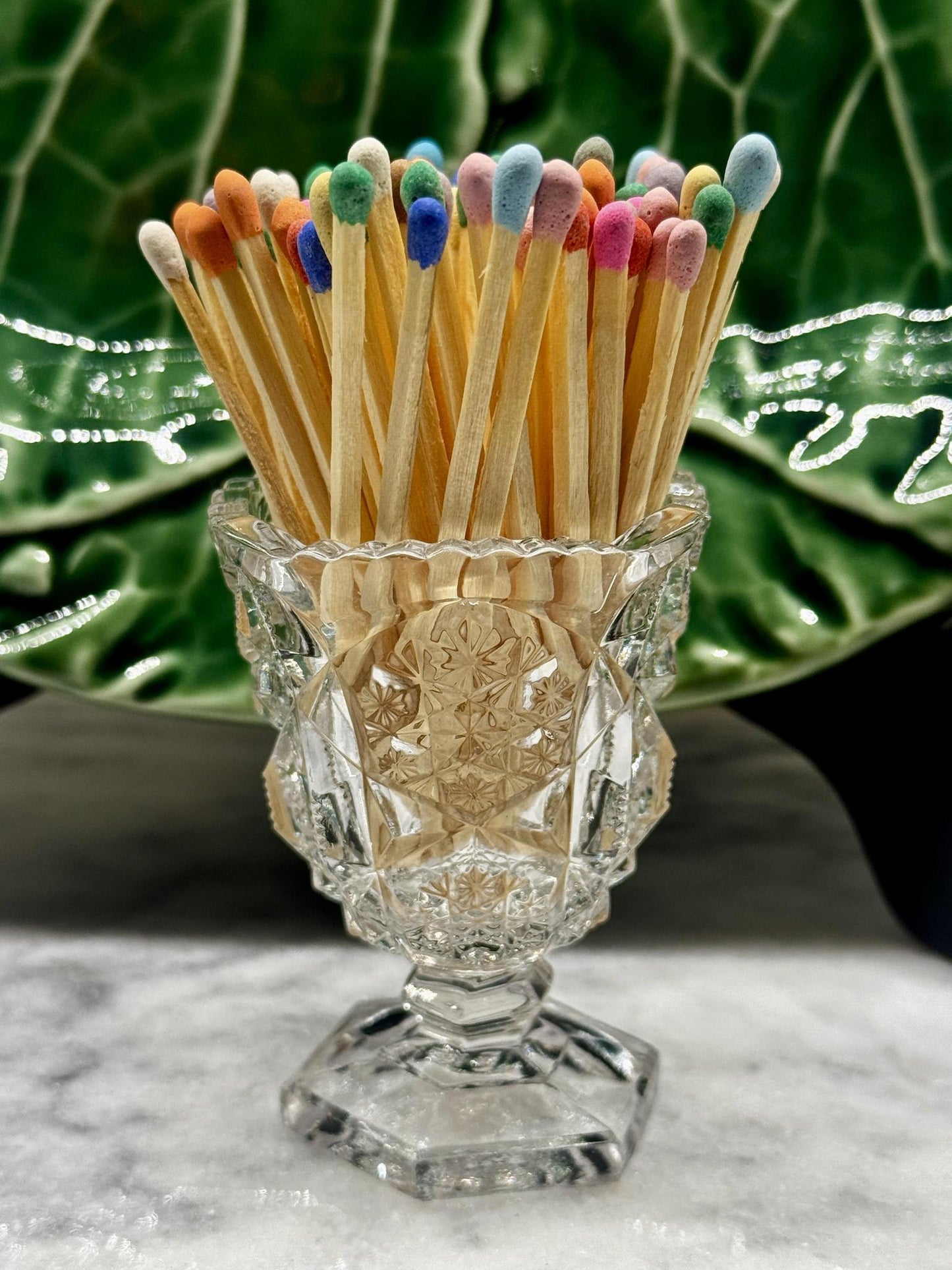 Early American Pattern Glass Toothpick/Match Holder