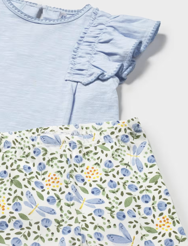 Ruffled T-Shirt + Printed Legging Set