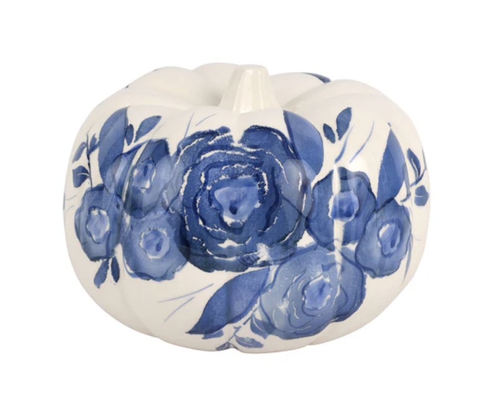 Blue Camellia Medium Figural Pumpkin