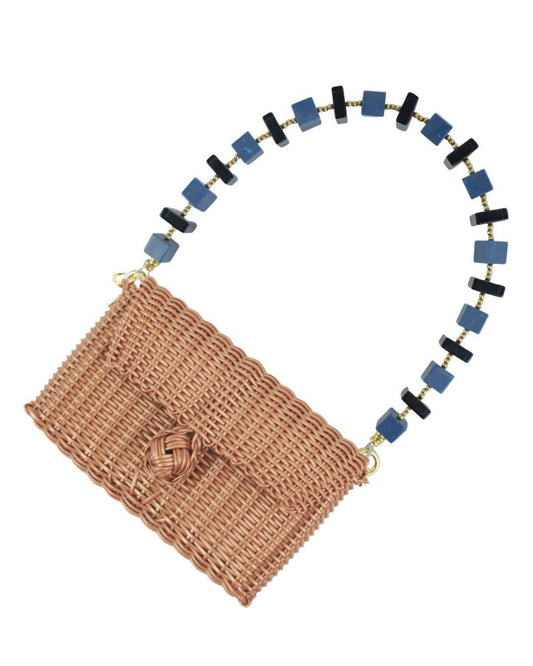 Clutch in Copper with Indigo Marble Stone Strap