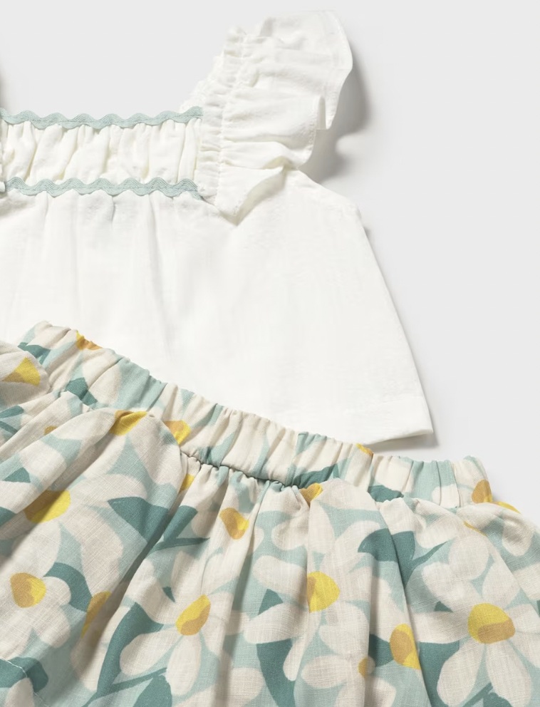 Ric Rac Top + Floral Skirted Bloomer