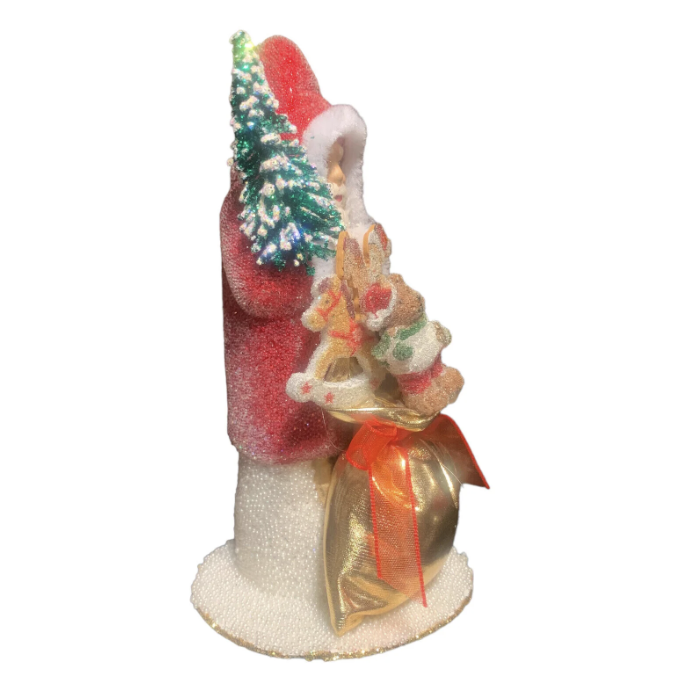 Ino Schaller Red Santa with Gold Bag Paper Mache