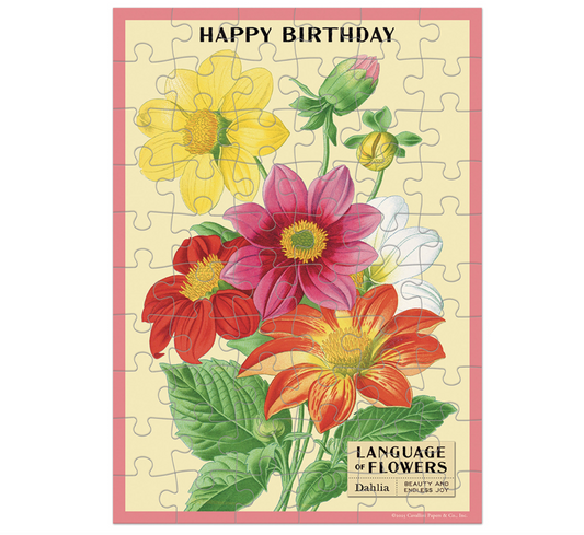Happy Birthday Language of Flowers Puzzle Greeting Card