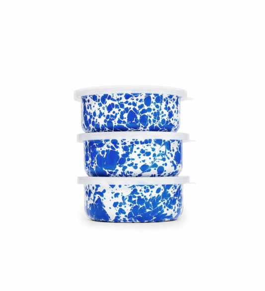 Blue Splatter 3 Piece Storage Bowl Set