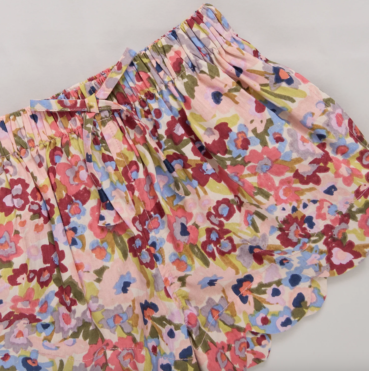 Burgundy Sketched Floral Scallop Misha Two Piece Set