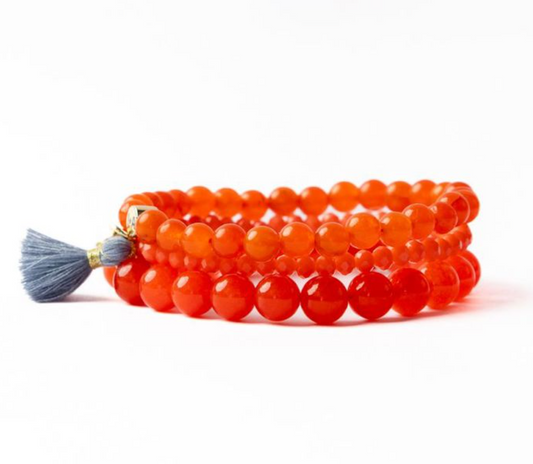 Orange Crystal & Glass Set of Three Bracelets